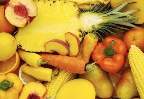 Frutas y verduras de color amarillo